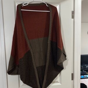 Elegant Multicolor Open Front Poncho